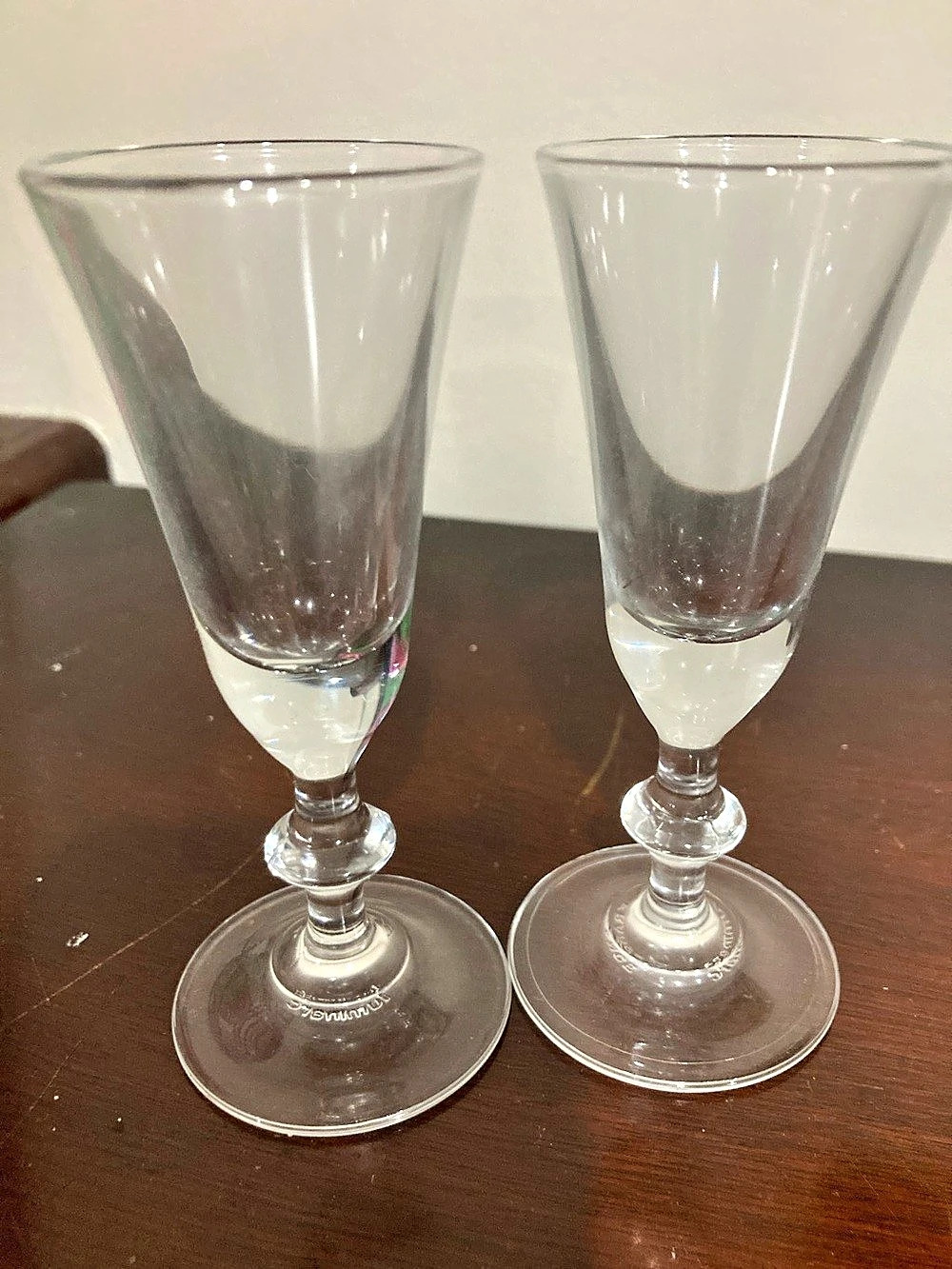 Vintage France luminarc clear stemmed cordial glass-set of 2